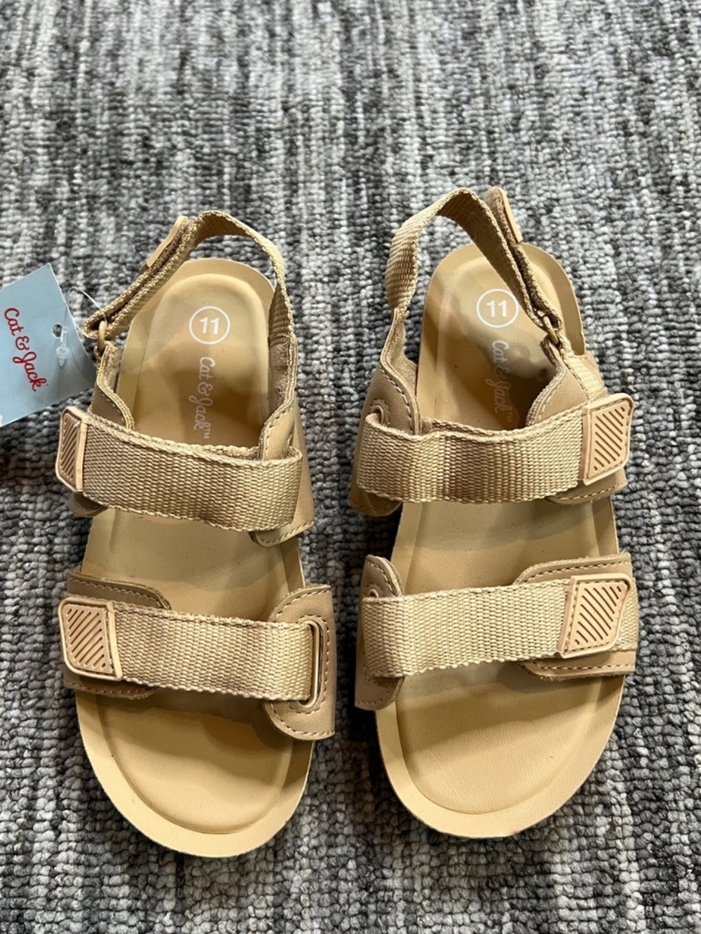 Cat & Jack Beige Hook-and-Loop Kids Sandals Size 11